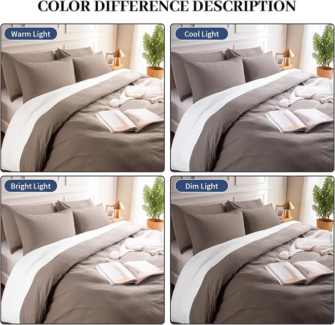 NEXHOME PRO 100% Washed Cotton Duvet Cover Queen Size, Ogranic Natural Linen - Image 3