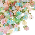 FASHEWELRY 72Pcs Mixed Color Glass Flower Charms 13mm Colorful Blossoming - Image 2