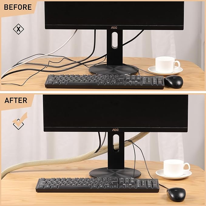 AGPTEK Cable Sleeve, Cable Management Desk Cord Cover Organizer Wire Hider - Image 6