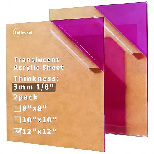 1/8 Thick 12 x 12 inch Translucent Acrylic Sheets by gdhwcxl