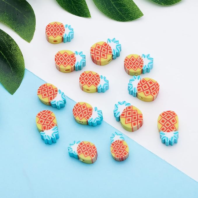 100pcs Pineapple Polymer Clay 10mm Spacer Beads - Image 3