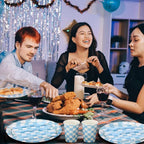 Pickmesh 400 Pcs Blue and White Checkered Party Decorations Set Light Blue - Image 6