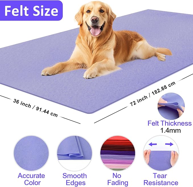 XSEINO Lavender Large Felt Fabric 72" X 36 ", 1.4 mm Thick Soft Felt Fabric - Image 2