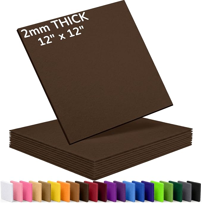 2mm Stiff Felt Sheets 12" X 12" | Thick Polyester Felt Material, DIY Craft by Luceinvita