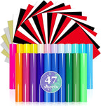 PU Heat Transfer Vinyl Multicolours, 12In*10In*47PCS Iron on by Unknown