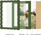 6x8 Picture Frame with Mat for 5x7, Wavy Edge Wooden Real Glass Photo Frame for - Image 5