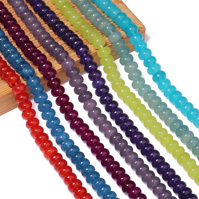 Songxi 5x8mm Natural Green Lemon Jade Stone Rondelle Beads, Gemstone - Image 8