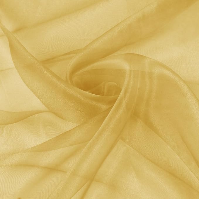 VACVELT Gold Sheer Organza Fabric by The Yard 60" Wide | Semi-Transparent by VACVELT