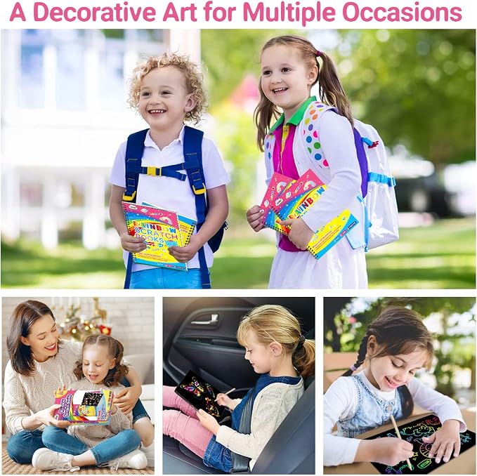 ZMLM Scratch Paper Art-Crafts Gift: 2 Pack Rainbow Notebooks Supplies Toys - Image 4