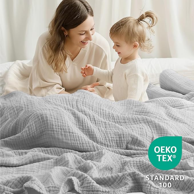 100% Cotton Muslin Blanket Twin 66" x 90", Breathable and Lightweight Cotton - Image 4