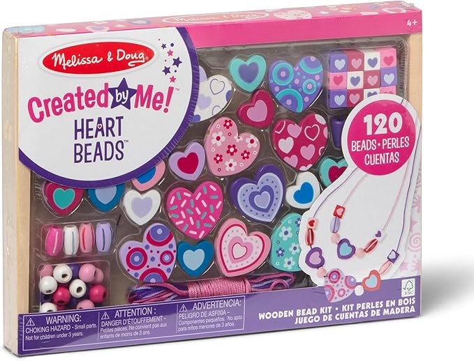 Melissa & Doug Created by Me! Heart Beads Wooden Bead Kit, 120+ Beads and 5 by Unknown