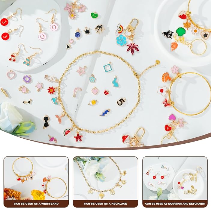 352 Pcs Assorted Charms for Jewelry Making, Mixed Enamel KC Gold Alloy Letter - Image 6