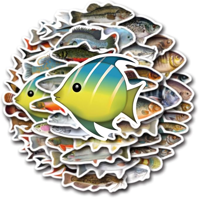 57Pcs Deep Sea Fish Stickers Waterproof Vinyl, Ocean Deepwater Fish Decals - Image 2