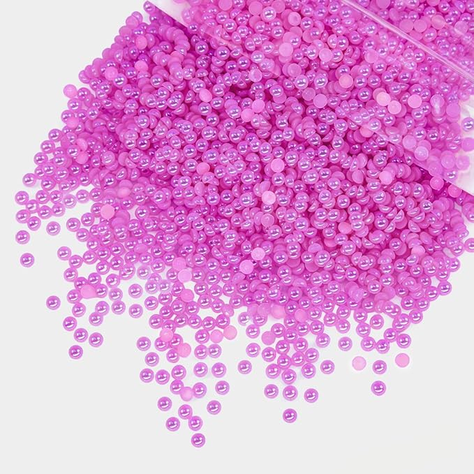 qiipii 7200PCS 3mm Small Rose Red Half Round Pearls by qiipii