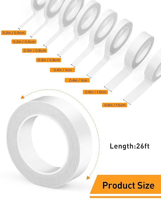 8 Roll Multi-Size Thin Double-Sided Tape - Image 2