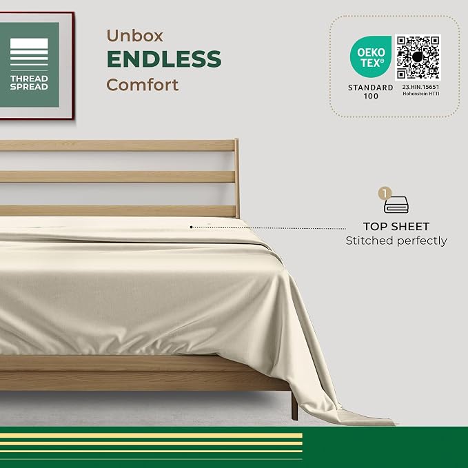 THREAD SPREAD 100% Organic Cotton Percale Flat Sheet California King Size - Image 3