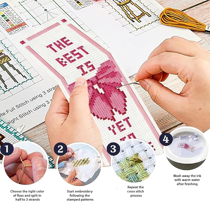 ACRNIGHEET 6PCS Cross Stitch Bookmark Kit - Image 4