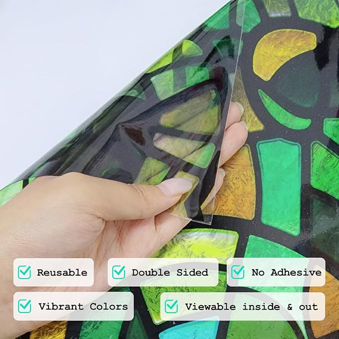 funlife Original Hand-Drawn Faux Stained Glass Window Film, Double-Sided Static - Image 4