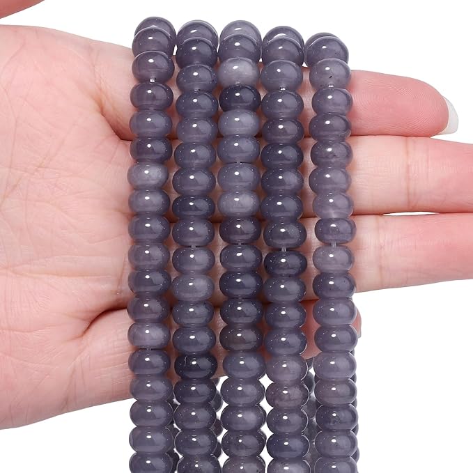 Songxi 5x8mm Natural Blue-Green Colored Jade Stone Rondelle Beads, Gemstone by SongXi