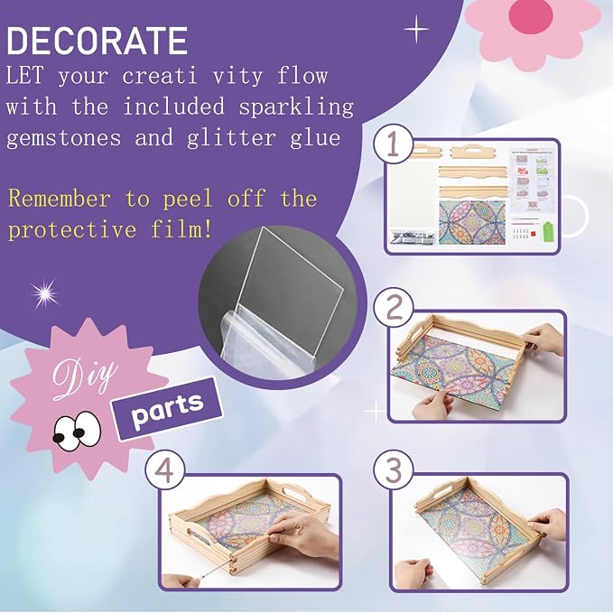 EWJRNSF Diamond Art Kits for Adults Wooden Serving Trays - Image 3