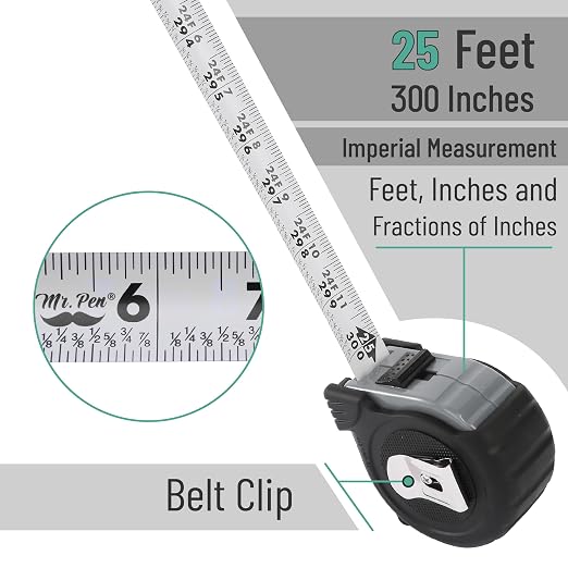 Mr. Pen- Retractable Tape Measure 25 ft, Easy Read | Steel Retractable - Image 3