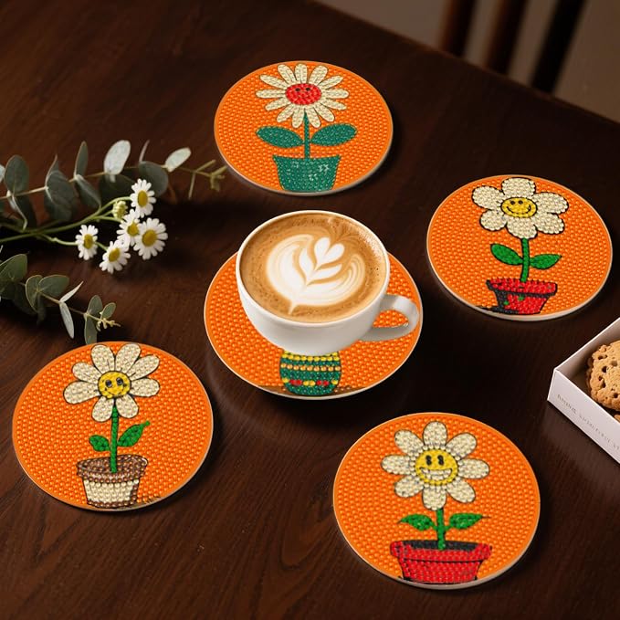 DOZEEZOP 8-Pack Diamond Art Coaster Kit - Image 7