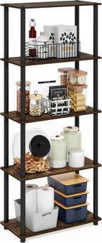 Furinno Turn-N-Tube Storage Shelves, 5-Tier Book Shelf, Corner Shelf, Toolless by Furinno-FitsYourSpaceFitsYourBudget