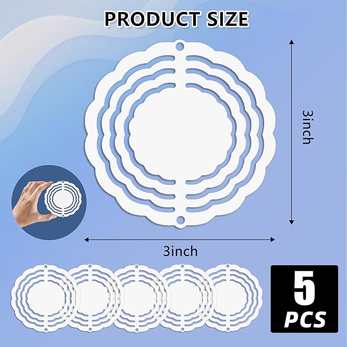 CHONOVO 5 Pack 3 Inch Sublimation Wind Spinner Blank | Double-Sided Sublimation - Image 2
