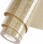 Champagne Glitter HTV Heat Transfer Vinyl Roll 12inch x 20 ft by WOOGLITTER