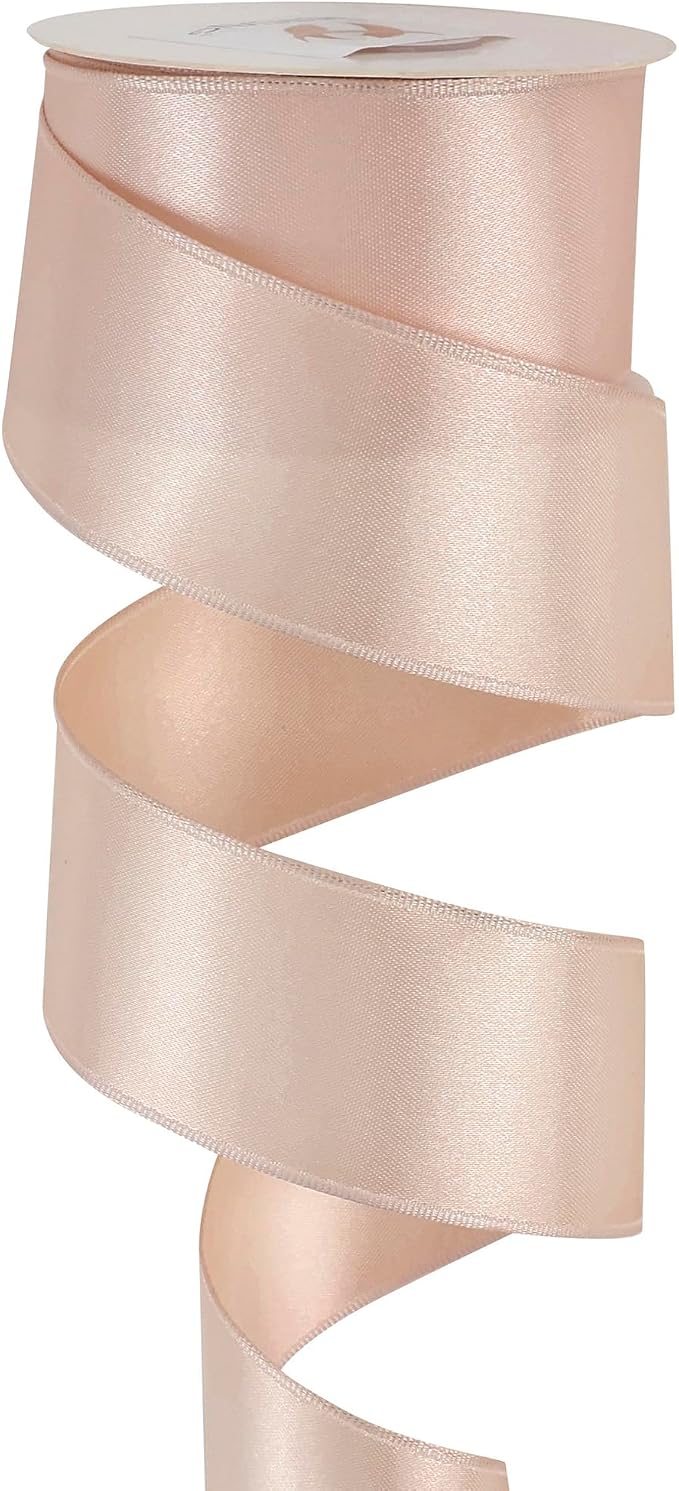 HUIHUANG Rose Gold Satin Wired Ribbon 1-1/2 inch Double-Sided Wire Edge Ribbon - Image 6