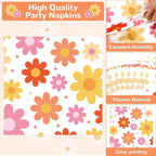 Qyeahkj 50 Guests Groovy Daisy Plates and Napkins Party Supplies Boho Hippie - Image 5