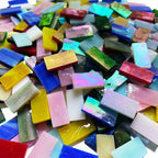 Rectangle Iridescent Glass Mosaic Tiles, 320 Pieces Colorful Stained Glass - Image 3
