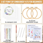 Daifunli 3 Sets Funny DIY Embroidery Kits - Image 2