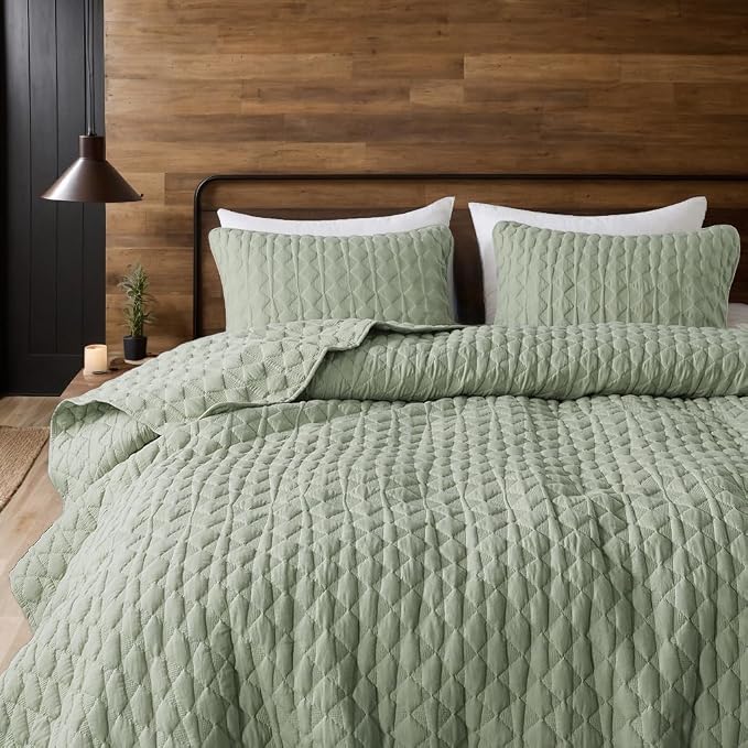 WDCOZY Sage Green Quilt King Size Bedding Sets - Image 8
