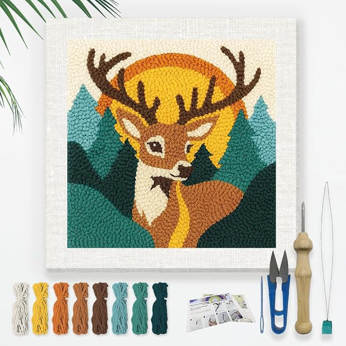 Doodlream Deer Forest DIY Punch Needle Embroidery Kit by Doodlream