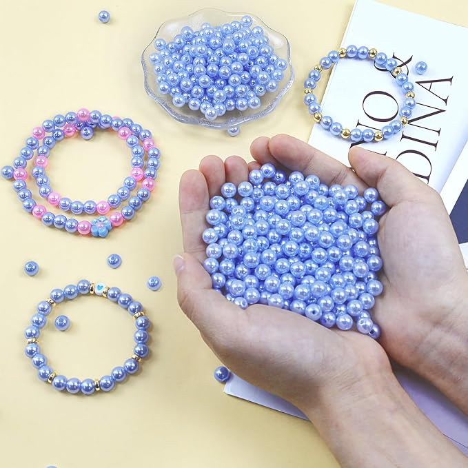 DUQGUHO 8mm Blue Beads for Jewelry Making Blue Pearls Bulk 500PCS Plastic Beads - Image 5