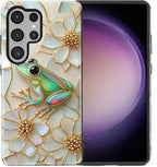 for Samsung Galaxy S25 Ultra Case, Stained Glass Frog Flowers Pattern Glossy 2 - Image 2