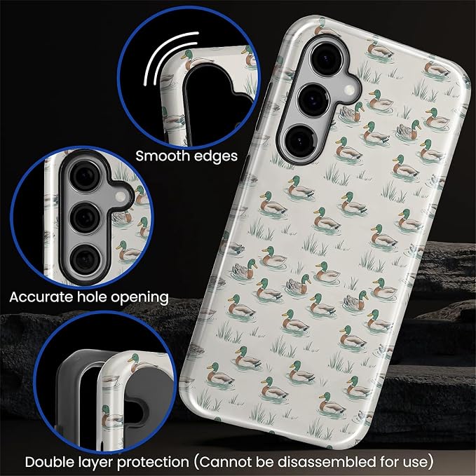 for Samsung Galaxy S25 FE Case, Cute Duck Pattern Glossy 2 in 1 Shockproof - Image 7