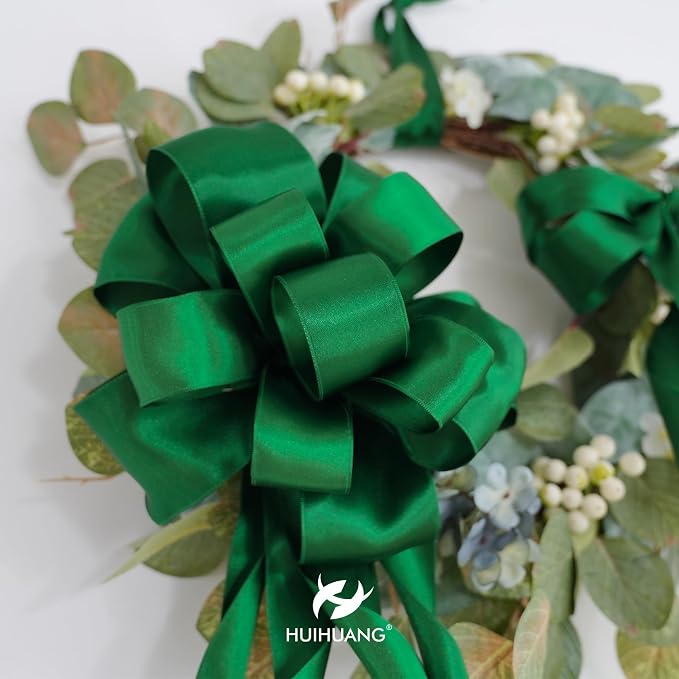 HUIHUANG Forest Green Wired Ribbon 2.5 inch Green Satin Wire Ribbon - Image 4