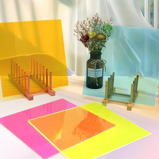 Adrattnay 4Pcs Acrylic Sheets Fluorescent Neon Colored Acrylic 12 x 12in | 1/8" - Image 3