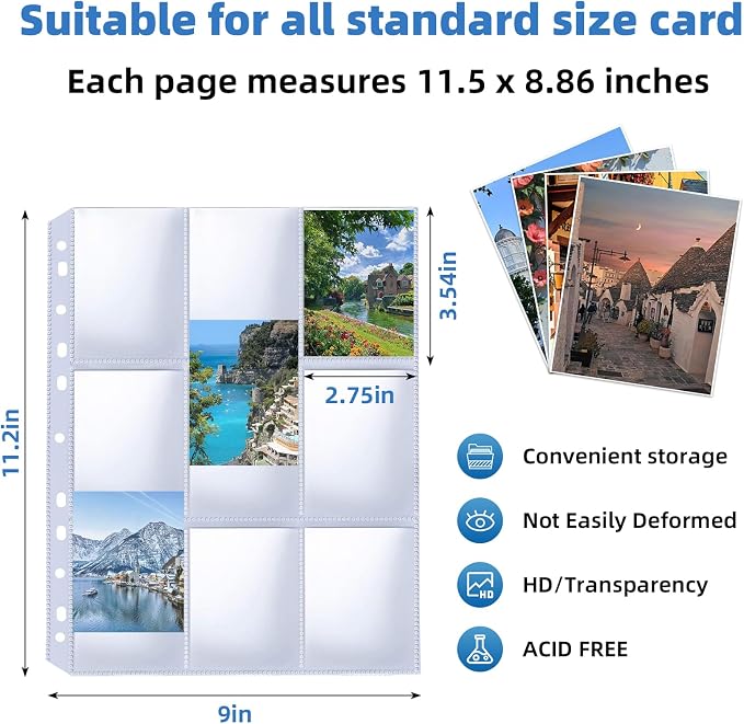 9 Pocket Card Sleeves, Holds 1800 Cards, Trading Card Binder Sleeves, 3 Ring 9 - Image 9