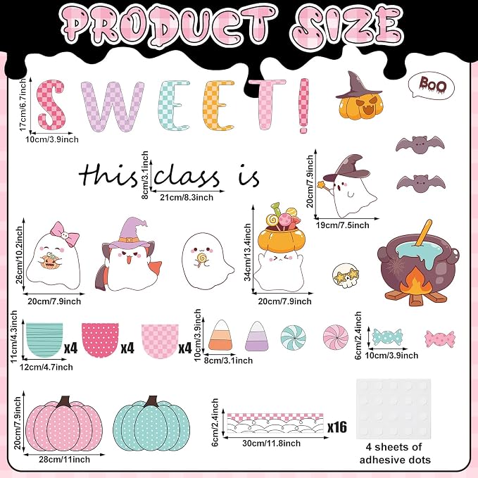 ojustbeok Halloween Bulletin Board Halloween Ghost Classroom Decorations Set - Image 2