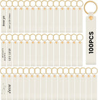 Wavyknot 100 Pcs PU Leather Keychain Blanks Bulk Laser Engraving Blanks by Wavyknot
