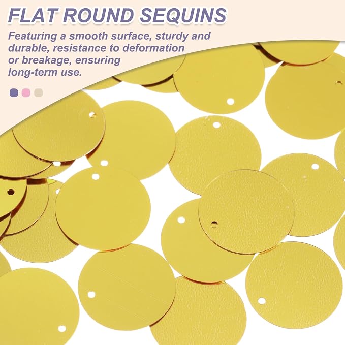 MECCANIXITY 700 Pcs Flat Round Sequins 15mm/0.6 Inch Loose Paillettes Craft - Image 3