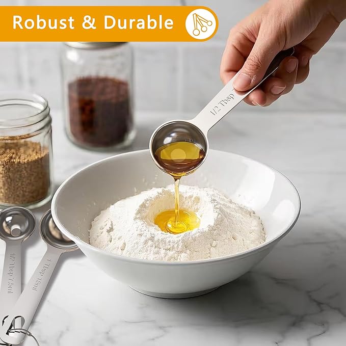 TILUCK Stainless Steel Measuring Spoons Set, Coffee Scoop Spoon, Kitchen Gadgets - Image 3
