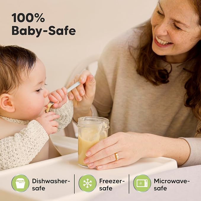 KeaBabies 4pk 8oz & 4pk 4oz Glass Baby Food Containers with Lids - Leak-Proof,Microwavable Small Glass Jars,Baby Purees & Toddler Snack Storage Containers,BPA-Free,Dishwasher & Freezer Safe(Musk Dusk)