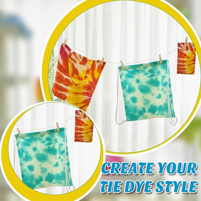 Silkfly 12 Pcs Cotton Bags Set for Tie Dye Kit 3 Style Cotton Tote Drawstring - Image 5