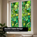Original Hand Drawn Faux Stained Glass Window Film, Double-Sided Privacy Static - Image 6