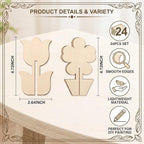 24-Piece 3D Craft Set Wooden Unfinished Wood Crafts Flowersspring Crafts - Image 2