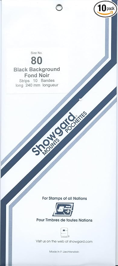 Strip Style Black Stamp Mounts Size 80 by Showgard